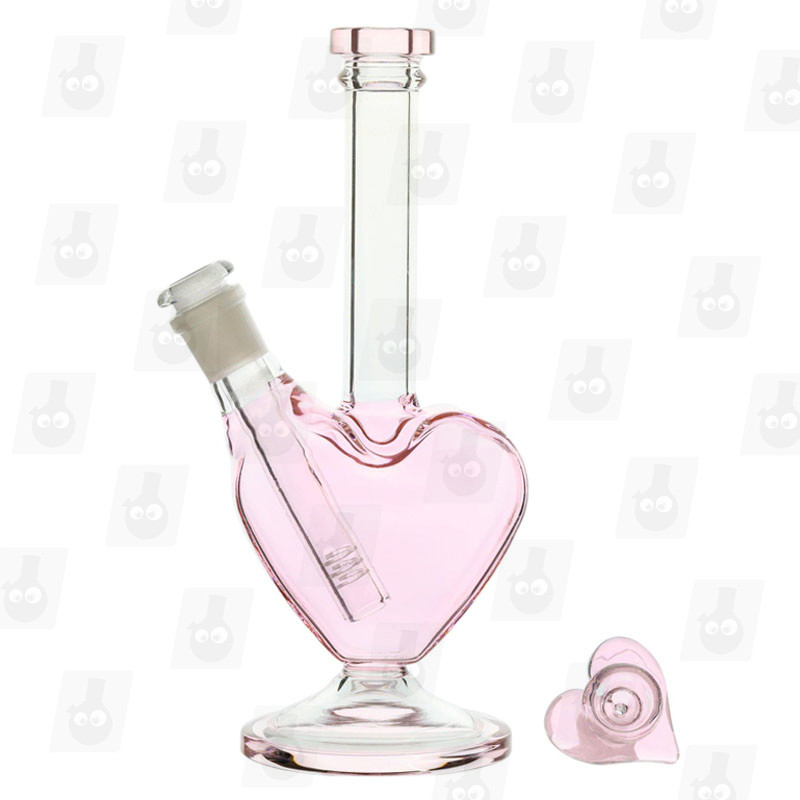 Nothin’ But Love Pink No Bowl 9 Inch Colored Heart Shaped Glass Bongs